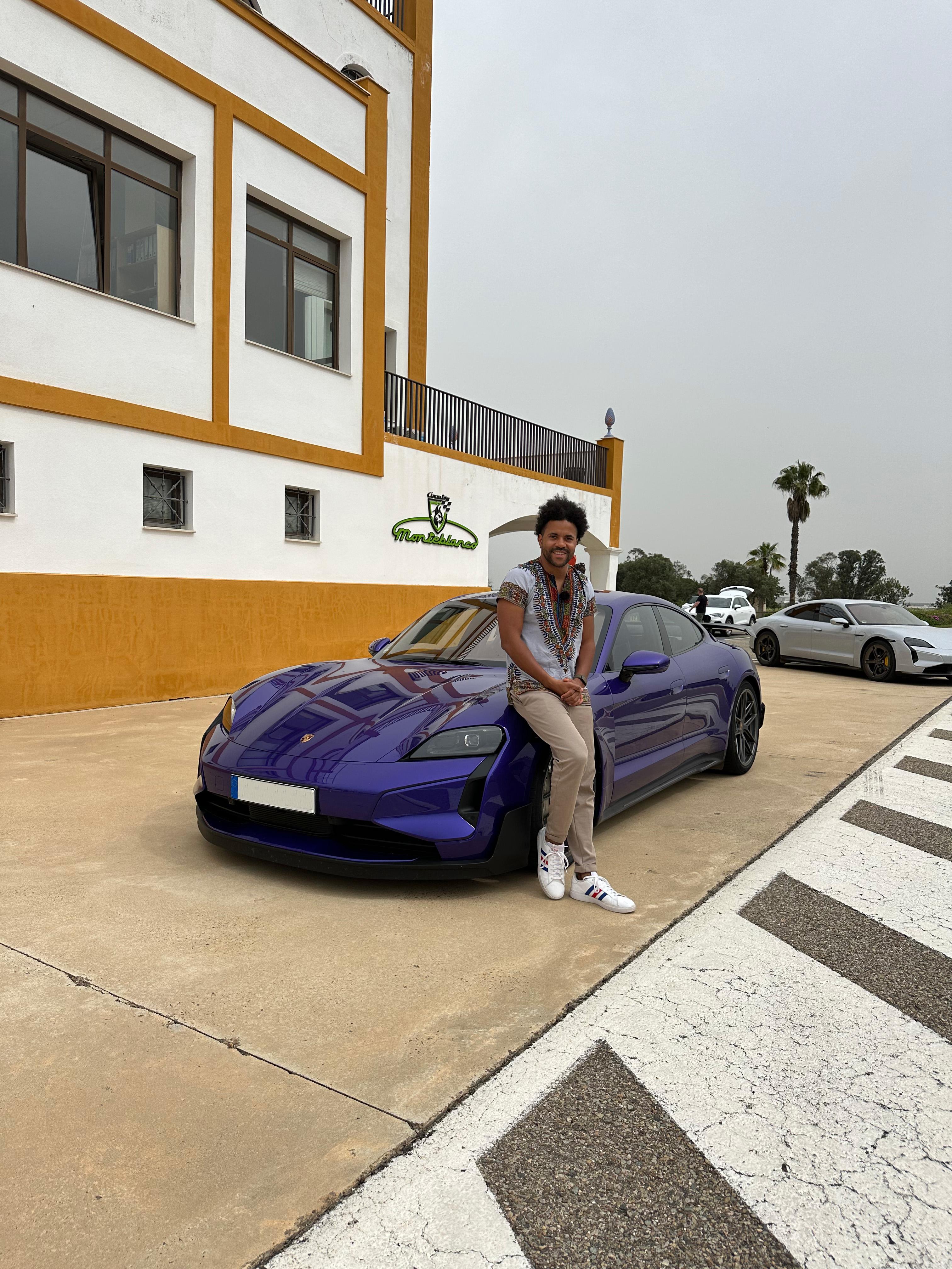 Alex Bangula with Porsche Taycan